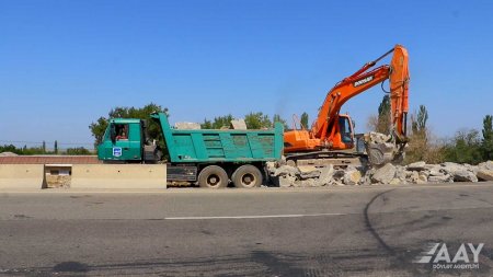 M-1 magistral avtomobil yolunun bir hissəsində aparılan yenidənqurma işləri davam edir VİDEO/FOTO