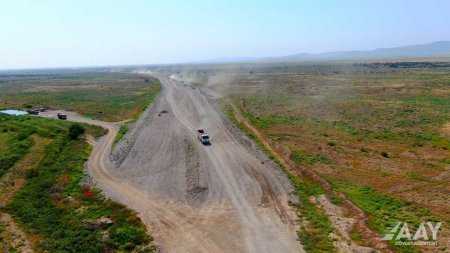 Ağdam-Füzuli avtomobil yolunun inşası sürətlə davam edir VİDEO/FOTO