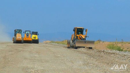 Ağdam-Füzuli avtomobil yolunun inşası sürətlə davam edir VİDEO/FOTO