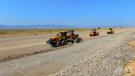 Ağdam-Füzuli avtomobil yolunun inşası sürətlə davam edir VİDEO/FOTO