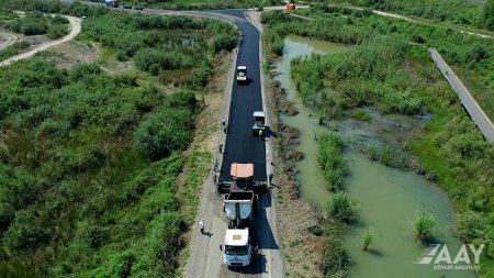 Zərdabda 4 yaşayış məntəqəsini birləşdirən yolun tikintisi davam edir VİDEO/FOTO