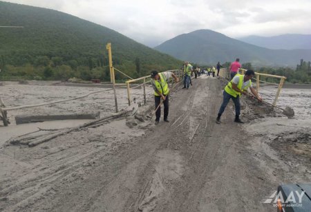 Sel suları Şəkidə yol infrastrukturuna ziyan vurub