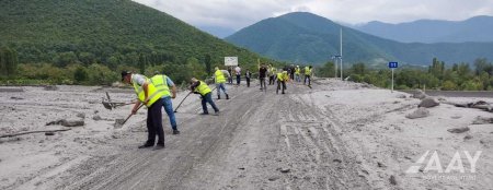 Sel suları Şəkidə yol infrastrukturuna ziyan vurub