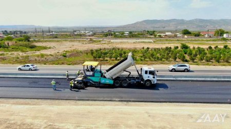 M-1 magistral avtomobil yolunun bir hissəsində aparılan yenidənqurma işləri yekunlaşır VİDEO/FOTO