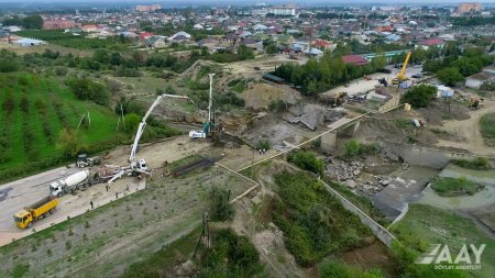 Qudyalçay üzərində yeni körpünün inşasına start verilib VİDEO/FOTO